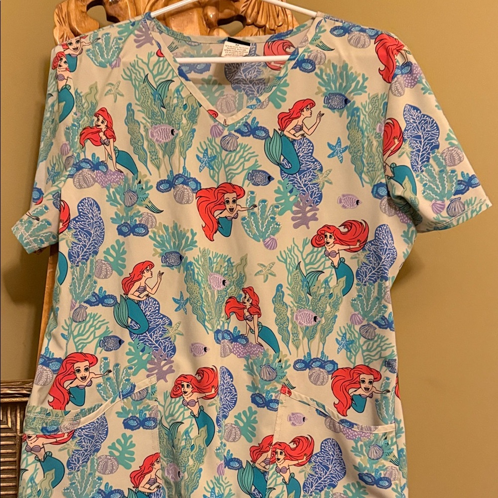 Ariel Themed Scrub Top